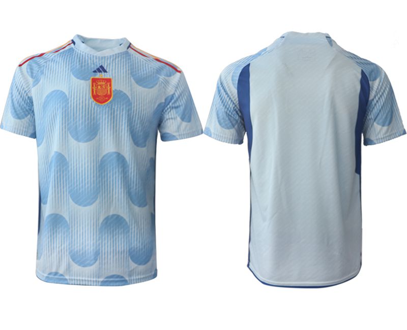 Men 2022 World Cup National Team Spain away aaa version blue blank Soccer Jerseys->customized soccer jersey->Custom Jersey